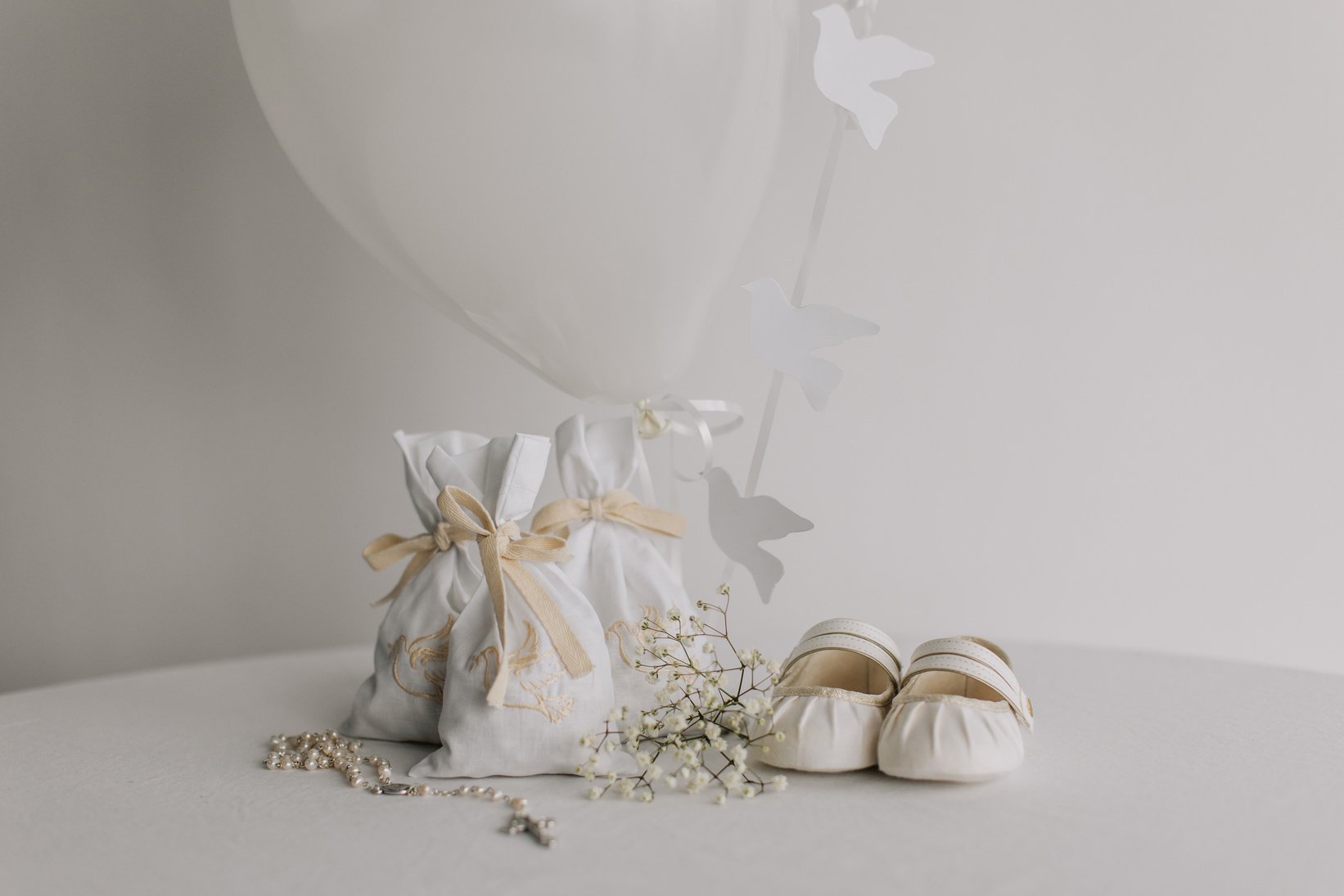 Baptism Shoes with Souvenirs and Balloon